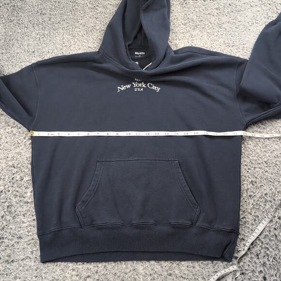 Hollister Hoodie Men Extra Small Blue Pullover Sweater Embroidered Streetwear - Picture 3 of 6